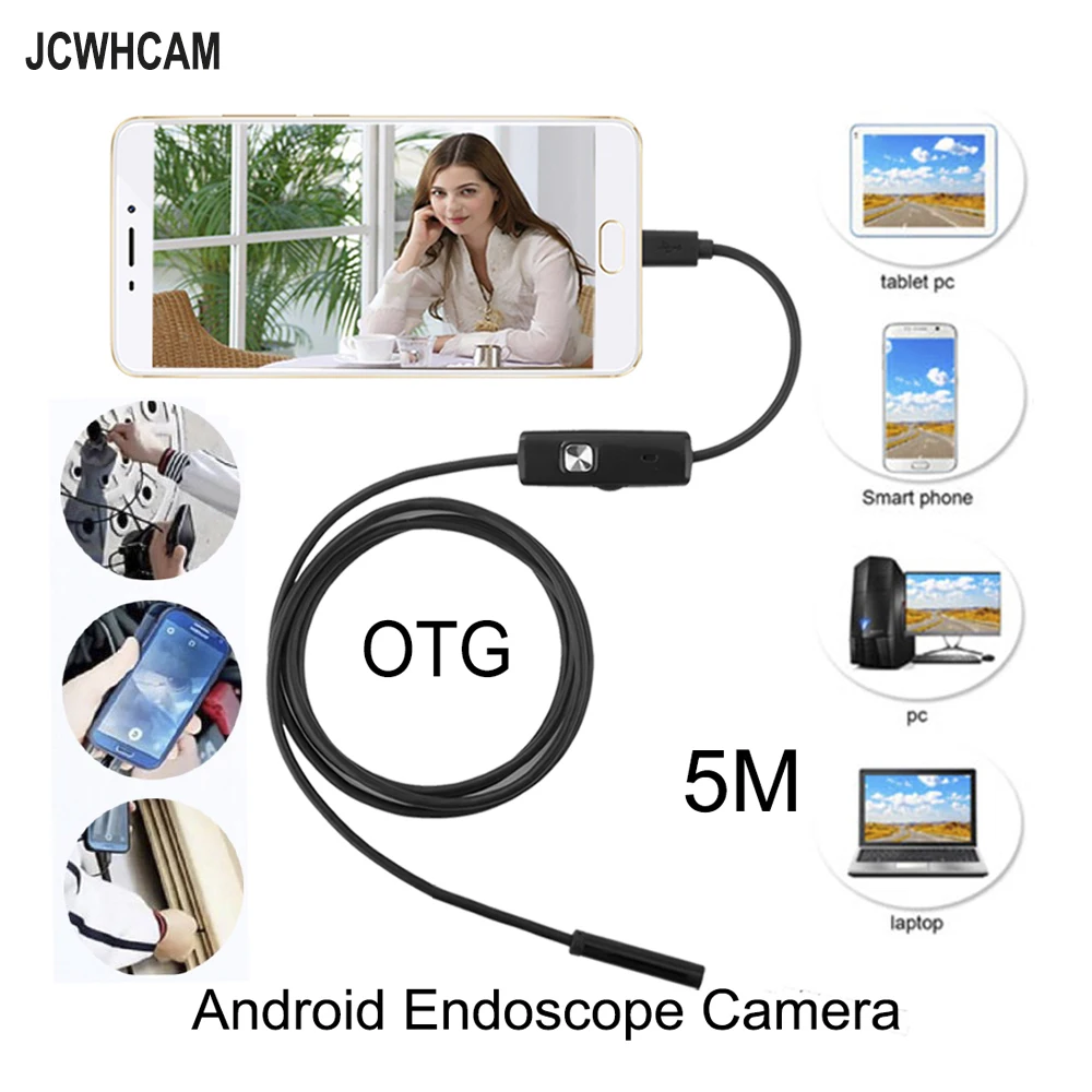 USB камера-эндоскоп JCWHCAM с объективом 5 мм и гибким кабелем длиной м | Безопасность