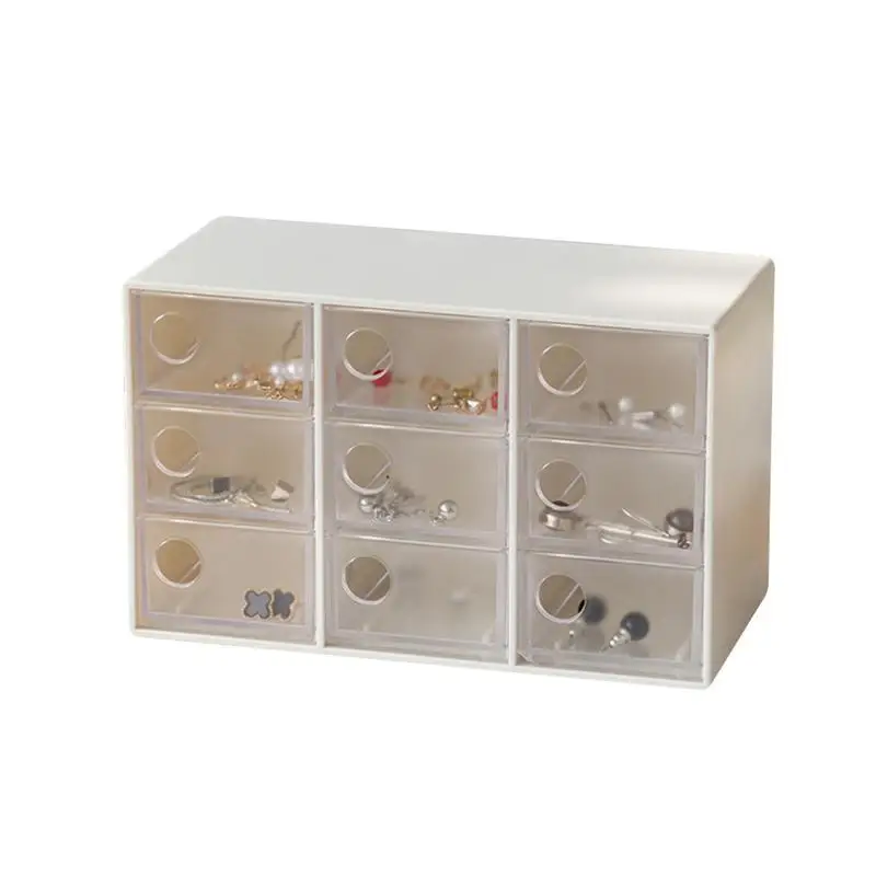 

Mini Jewelry Drawer Organizer with 9 Drawers Art Crafts Storage Box Hair Pins Clips Container Office Supplies Storage Box