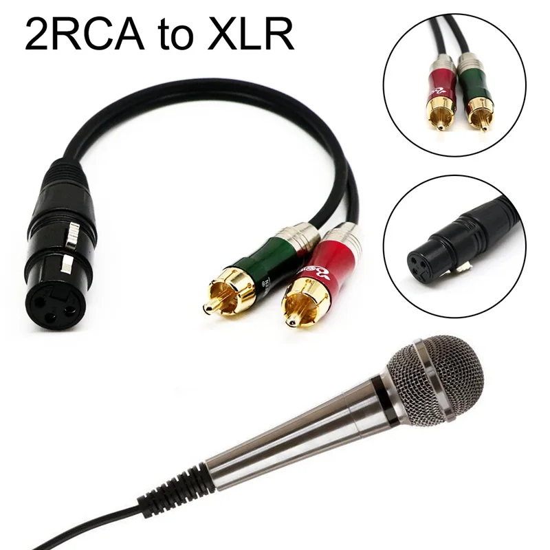 Аудио кабель 2 RCA к XLR Cannon/Мама двойной lotus Поворотная карта аудио кабель - Цвет: Black