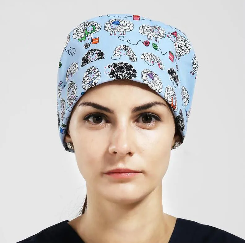 Унисекс медицинские шапочки стоматологические короткие волосы хирургические больничные шапочки Стоматологическая шляпа головные уборы для медсестер махровые впитывающие пот маска для лица - Цвет: B-Hat