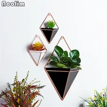 Креативная Геометрическая ваза настенный Декор акриловый цветочный горшок+ железные держатели набор Кашпо Горшок для суккулентов горшки для ремесла украшения