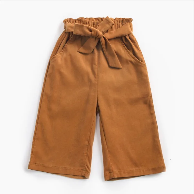 

Children's Wear Girls Corduroy Cropped Pants Children's Casual Pants New Medium and Small Children's Wide Leg Pants