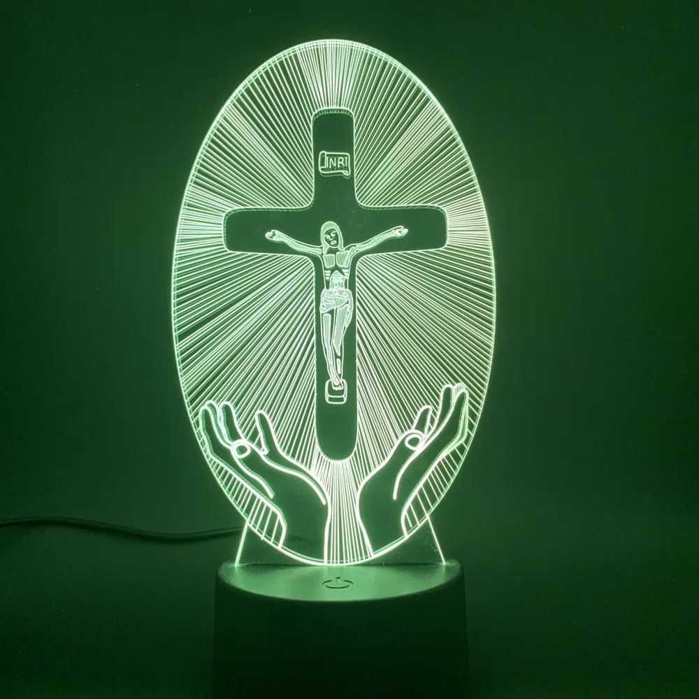 

Crucifixion of Jesus Cross Led Night Light for Office Church Home Room Decoration Best Gift To Nazarene Bedside Table Lamp 3d