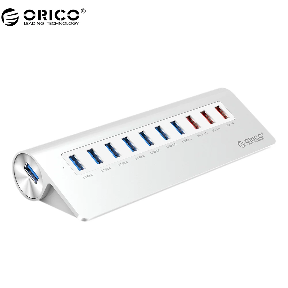 

ORICO USB HUB with Charging Function 7 Port USB3.0 Slope Design HUB 5Gbps 5V Charging Port With 12V Power Adapter For Phone/PC