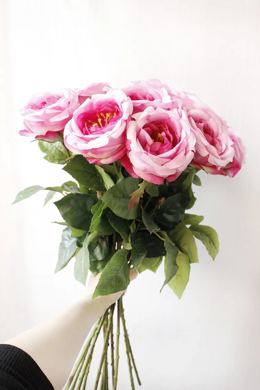 artificial peonies silk peonies rose flower wedding bouquet fake flower head  (16)
