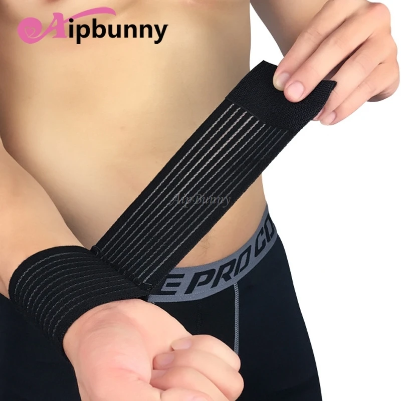 

Elastic 2 Pcs Band Baskeball Bandage Stripe Clothe Cycling GYM Wrist Compression Adjustable OK Wrist Support