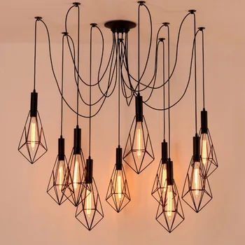 

Mordern Nordic Retro Edison Bulb Light Chandelier Vintage Loft Antique Adjustable DIY E27 Art Spider Ceiling Lamp Fixture Light
