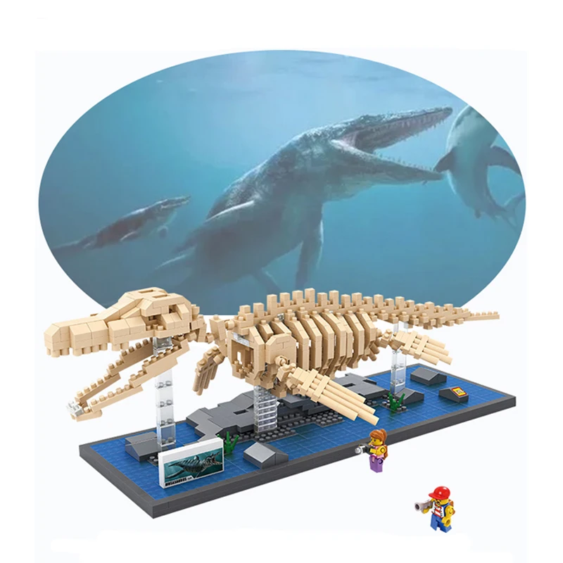 Billig LOZ Jurassic Zeitraum Tyrannosaurus Plesiosaurus Fossilen Dinosaurier Skeleton 3D Modell Kleine Blöcke Diamant Mini Gebäude Spielzeug keine Box