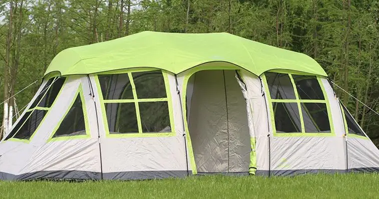 Сверхъярусная двухслойная палатка для 8-12 человек, большой размер, походная палатка, большая беседка, вечерние палатки, Семейные палатки - Цвет: Green