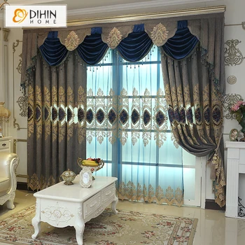 

DIHIN HOME Luxury Embroidered Valance Eurpean Sheer Curtain For Living Room