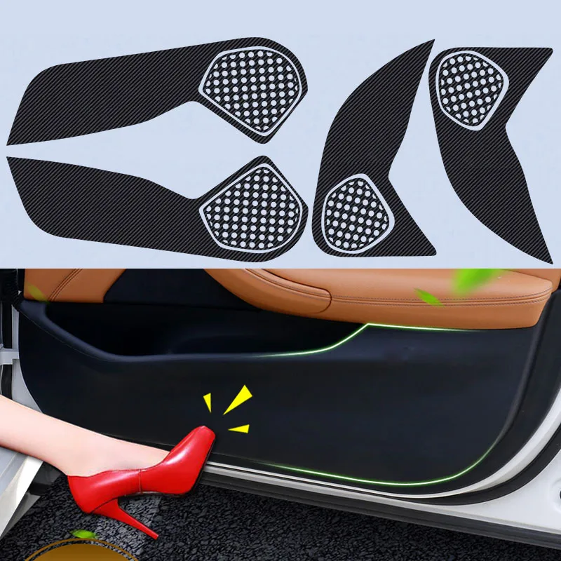 

4pcs Car Door Side Edge Anti kick Protection Film Carbon Fiber Sticker For Mazda Axela 2014-2016