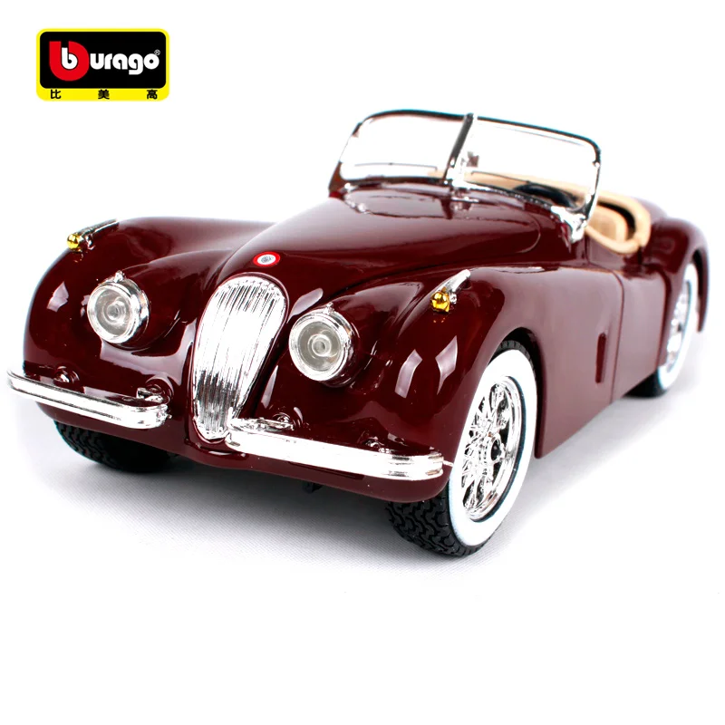Автомобиль bbulago 1:24 Jaguar xk120 roadster красное вино литье под давлением 185*66*53 мм