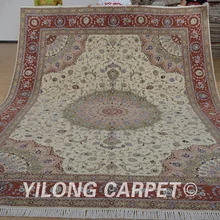 Yilong 9'x12' шерстяное машинное кружево шелк большой ковер ручной работы пол шерстяной шелковый ковер(1364
