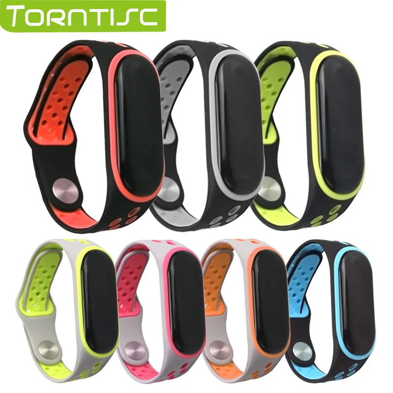 Torntisc Sports wrist strap for Xiaomi Mi Band 3 band Silicone Double Color Replacement Strap Smart Accessories for Mi band 3