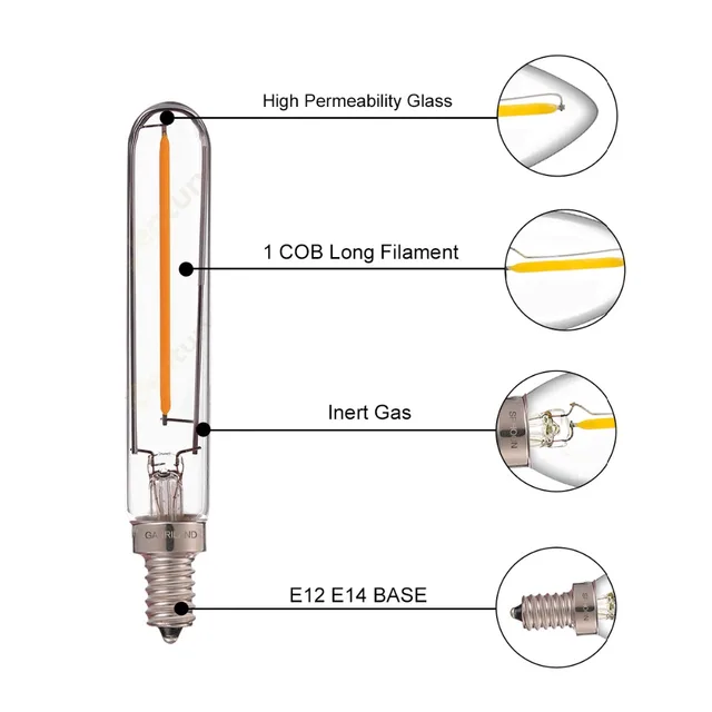 Ampoule led E14 1w, phe T22 Veilleuse Tubulaire Vintage Amber Glow