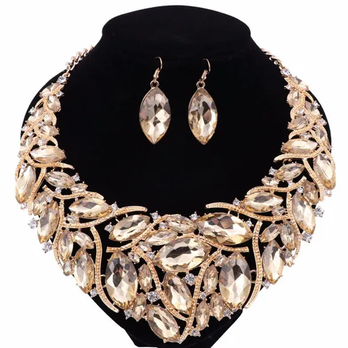6 цветов модные женские модные Ювелирные наборы ожерелье с серьги Бохо эффектное ожерелье для вечерние свадебные прямые продажи - Окраска металла: gold