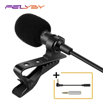 

FELYBY Mini Condenser Lapel Microphone 3.5mm Tie Lapel Lavalier Clip On Double Microphone for Lectures Teaching Interview