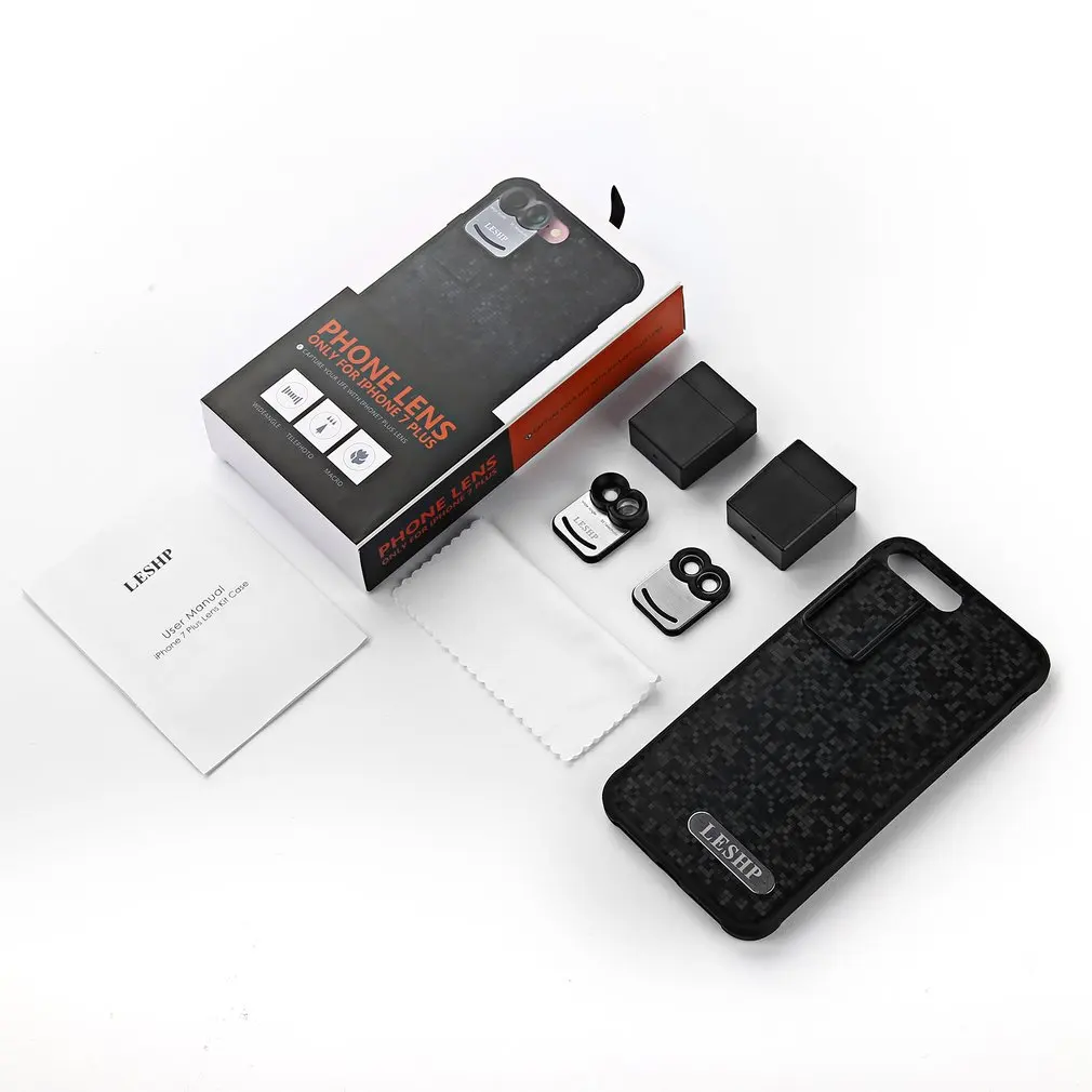 

LESHP Convenient Simple Usage 10X 20X For Macro Lens 3X Telephoto Wide Angle For Iphone 7 plus With A Phone Shell Lens Cloth