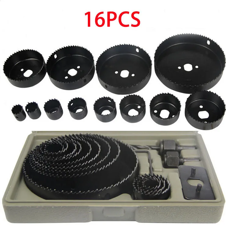 

16pcs DRILL HOLE CUTTER WOOD CUTTING HOLESAW SAW BIT KIT BITS SET UP 4 TO 5 INCH