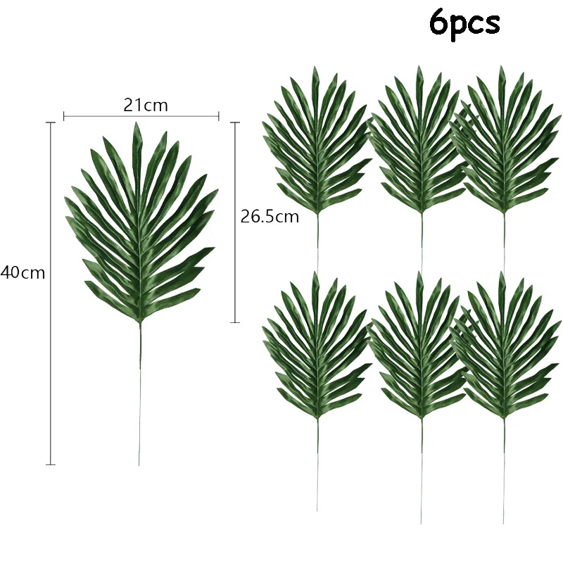 Тканевый лист свадебное украшение искусственное листья тропической пальмы листья монстеры Гавайская для Гавайской вечеринки тематические элементы джунгли Декор ко дню рождения - Цвет: 6pcs