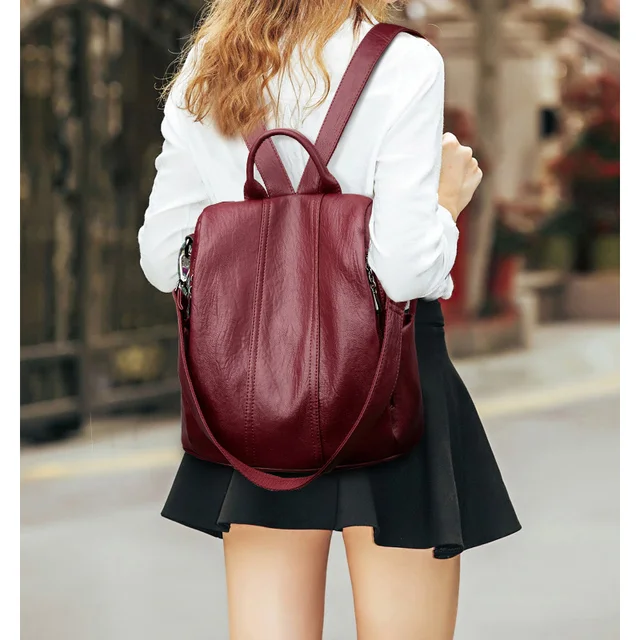 Sac a dos Antivol en cuir Anti-vol pour femmes 2024, sacs à bandoulière – Image 5