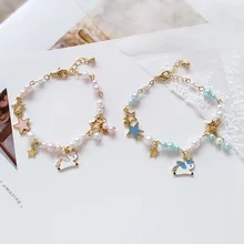 Браслет в виде летающей лошади с полой звездой для девочек, маленькие свежие милые Стразы в виде животных, ювелирные изделия, подарок подругам и друзьям