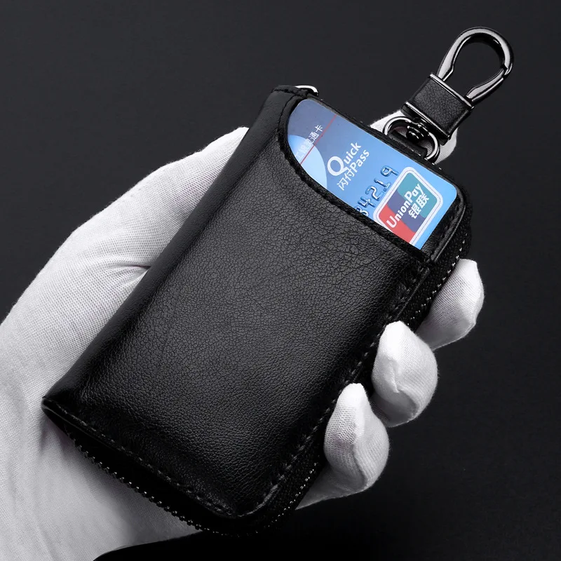 

Kweco Vader Brand Key Wallet Men's Bussiness Cardholder Cowhide Keys Holder Credit Card Holder Travel Leather Keychains Laveros