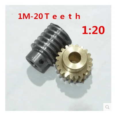 

1Set 1M-20T Reduction Ratio:1:20 Copper Worm Gear Reducer Transmission Parts Gear Hole:5mm Rod Hole:5mm