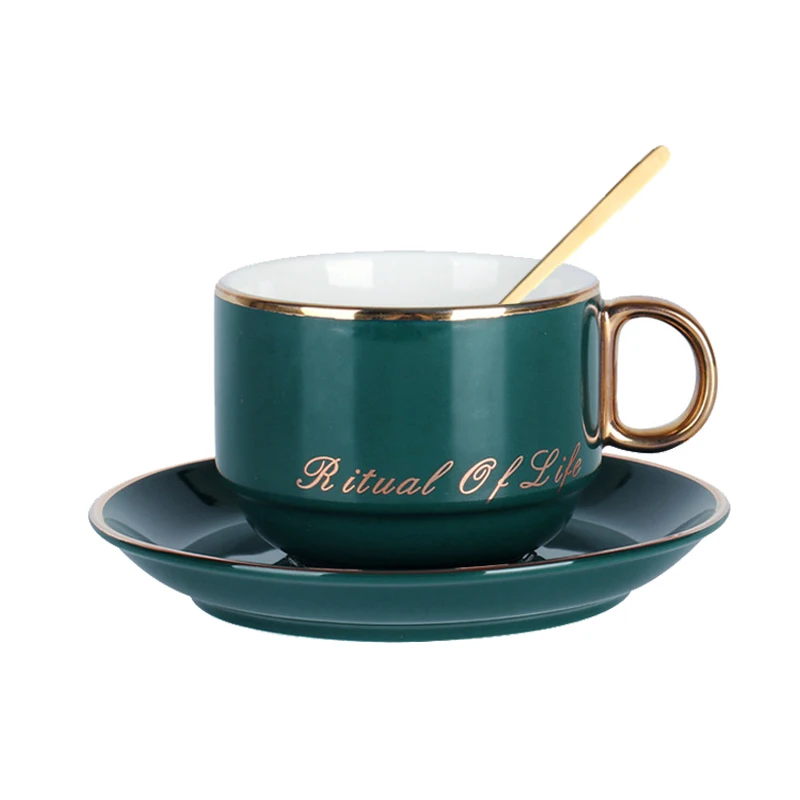 Northern Europe Royal First-class Ceramic Porcelain Coffee Cup Set Tea Cup Milk Cup With Saucer 304 Stainless Steel Golden Spoon Northern Europe Royal First-class Ceramic Porcelain Coffee Cup Set Tea Cup Milk Cup With Saucer 304 Stainless Steel Golden Spoon