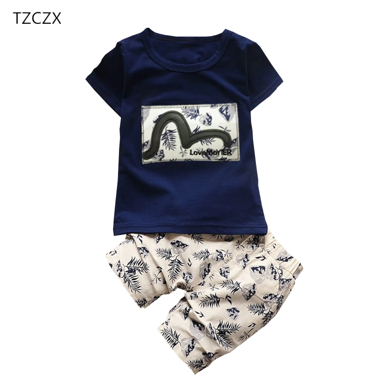 

TZCZX New Summer Children Baby Boys Sets Fashion Novelty Printed T-Shirt + Pants Suit For 6 Month to 4 Years Old Kids Wear