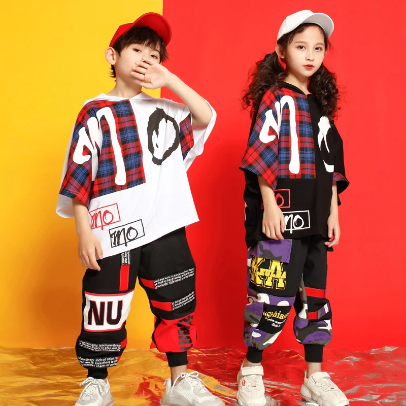 Girls Boys Outwear Tshirt Hoodie Jogger Pants T Shirt Hip Hop Clothing Jazz Dance Costumes Kids Concert Ballroom Dancing Clothes girl dance costume children costumes