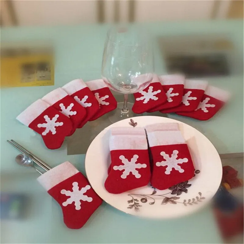 

12 Pcs/Set Mini Christmas Stockings Dinnerware Cover Xmas tree decorations Christmas Decorations Festival Party Ornament