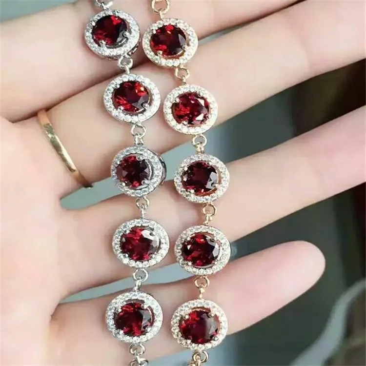 KJJEAXCMY fine jewelry 925 серебро с инкрустацией камнями "Гранат" камень браслета