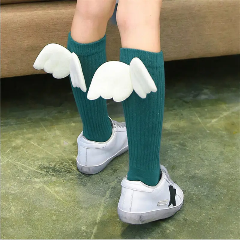 

Baby Girls Socks Toddler Kids Angel Wings Knee Hight Socks Princess Tube Socks