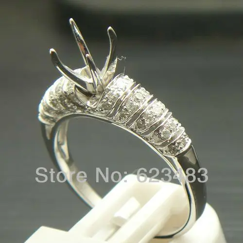 

SOLID 14K WHITE GOLD 6 MM ROUND CUT NATURAL DIAMOND SEMI MOUNT ENGAGEMENT RING
