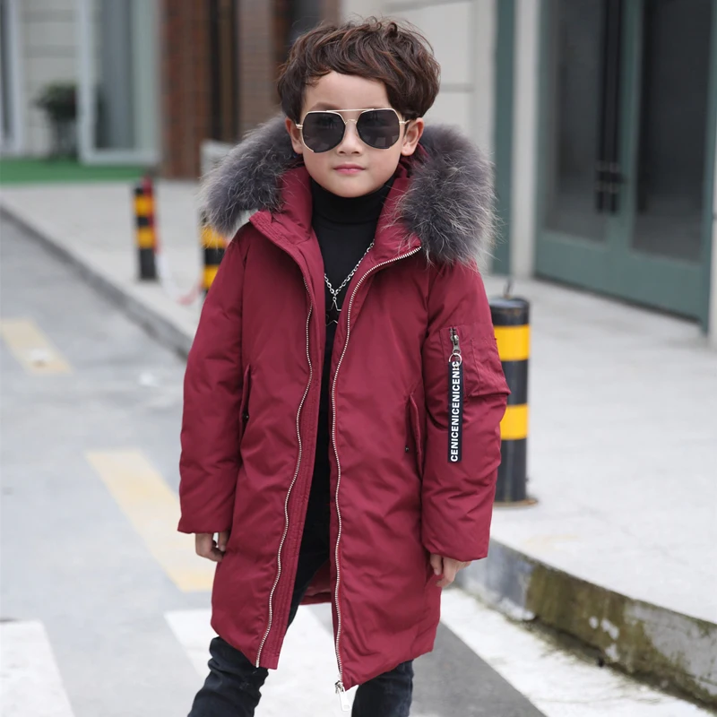 

Children Duck Down Winter Warm Jacket Boys Outwear Fur Hooded Winter Boys Jacket Kid Clothing Fashion Down Coat TZ227