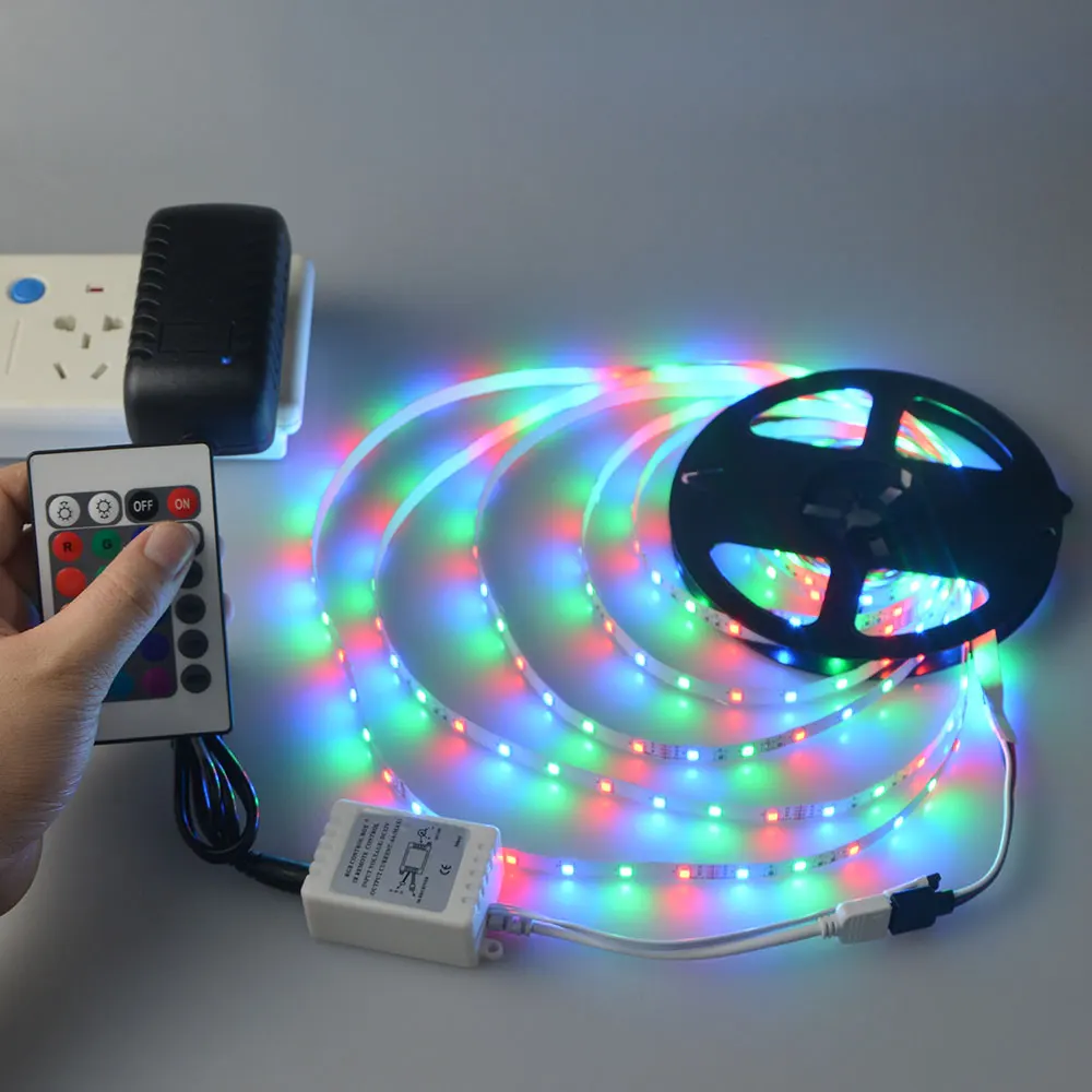 5 м 3528 SMD RGB Светодиодная лента Гибкая 300 светодиодный s световая ЕС вилка 12 В 3A