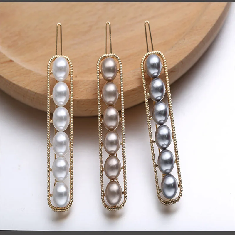 

Grey White Imitation Pearl Hairgrips For Women Simple Fashion Hair Jewelry Girls Hairpins Barrettes