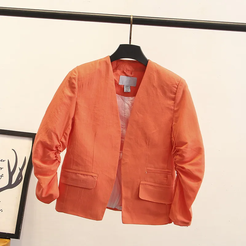 Кардиган Блейзер, Женская куртка, модные костюмы, блейзеры, Mujer, Marynarka damsk Blaser Femeninos Блейзер, женский пиджак, женская одежда - Цвет: Оранжевый