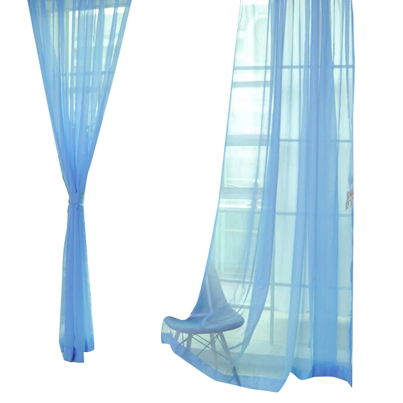 Hoomall 1 шт. Высококачественная однотонная свадебная ткань прозрачный оконный экран готовые шторы украшение для дома 100x200 см - Цвет: A12