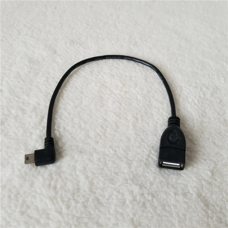 Мини USB 90 градусов правый угол папа к Тип Женский OTG конвертер данных удлинитель