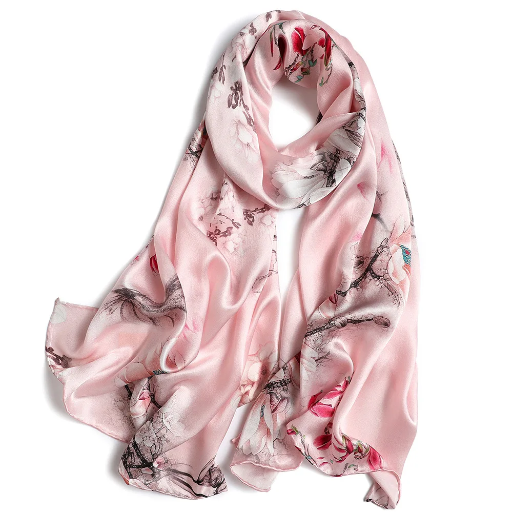 DANKEYISI женский шелковый шарф с цветочным принтом женский длинный шелковый шарф шаль настоящий Шелковый Пляжный платок Ups женские шелковые шарфы обертывания