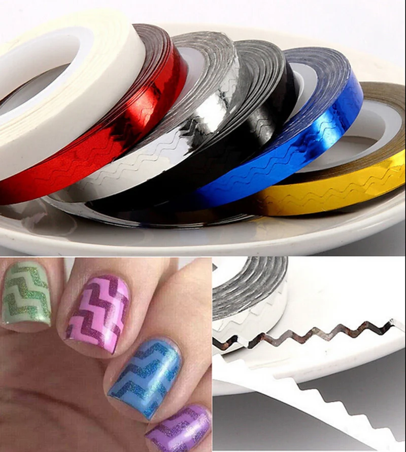 1 29 Fancy 17m White Stripe Tape Roll Nail Art Edge Guide Tips Ski Nail Art Striping Roll Tape With Tip Decoration Sticker Pack Of 10