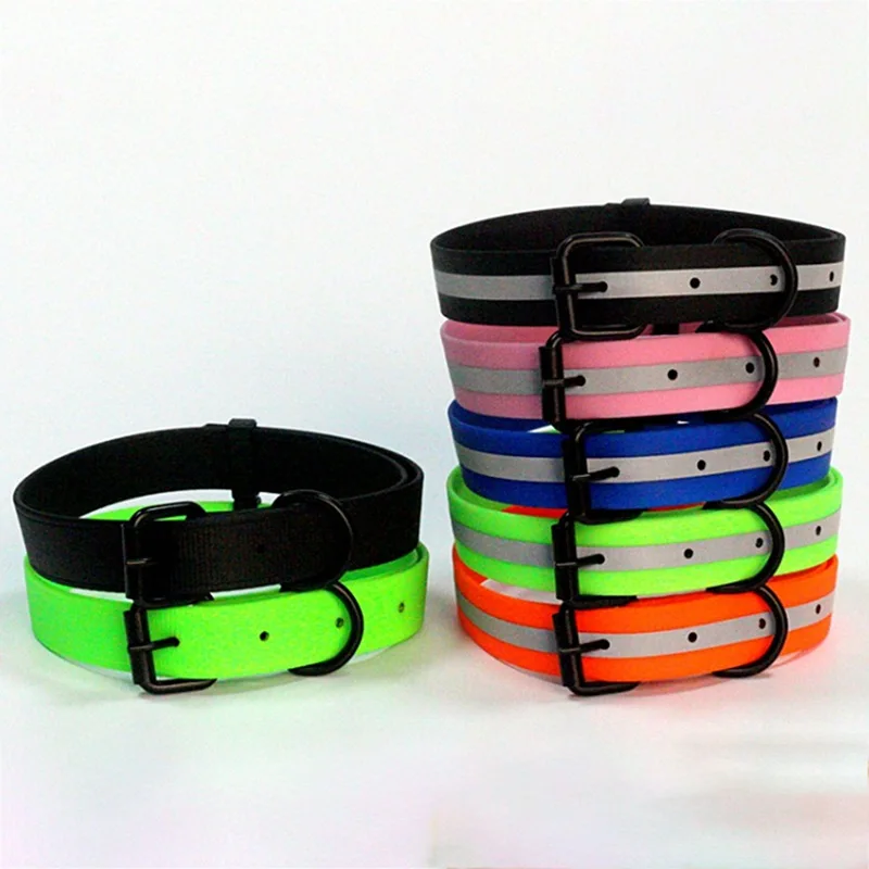

Waterproof Dog Collars Reflective Embossing Adjustable Pet Collar Silicone Luminescent Necklace Night Safety Collar For Dog