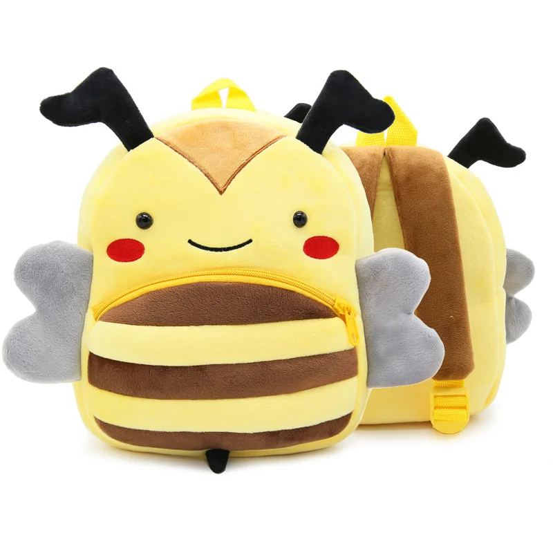 Новые плюшевые детские рюкзаки с объемным рисунком, школьный рюкзак для детского сада с изображением животных, детские школьные сумки, рюкзак для мальчиков и девочек - Цвет: bee