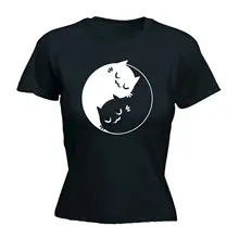 Yin Yang Kitten WOMENS FITTED T-SHIRT Tee Funny Mothers Day Chinese Forces Kitten Printed Funny T Shirts Women Tricolor