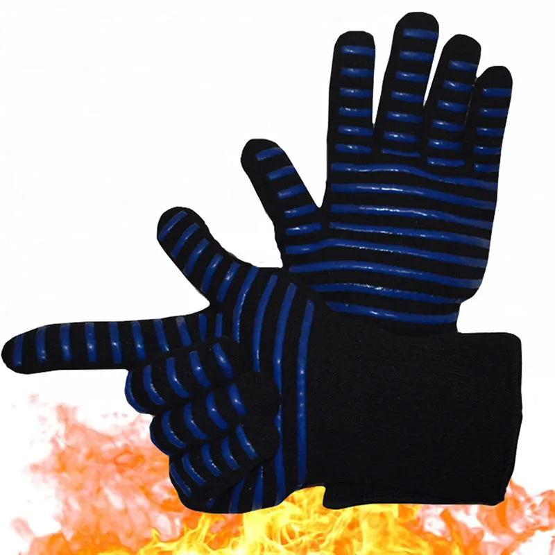 Barbecue Gloves BBQ Smoker Grill Kitchen Cooking Grilling Mitts Food Grade Heat Resistan Silicone Oven Glove Charbon De Bois (19)