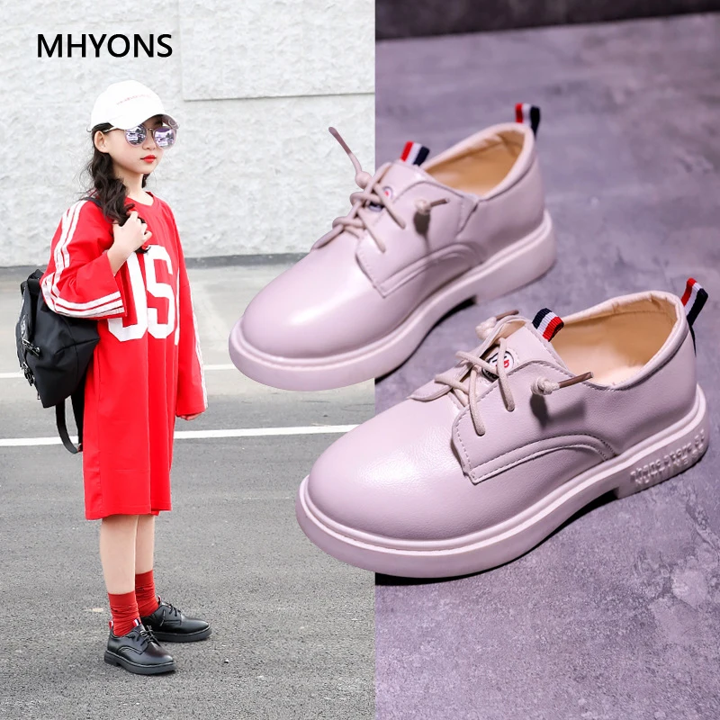 

2019 Spring Autumn Children's Fashion Leather Retro Shoes Black White Boys Girls Uniform Shoes Kids Wedding Party Shoes Sneakers