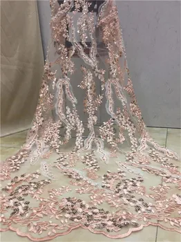 

African Lace Fabric 2019 Embroidered Nigerian Laces Fabric Bridal High Quality beads Sequins French Tulle Lace Fabric For Women