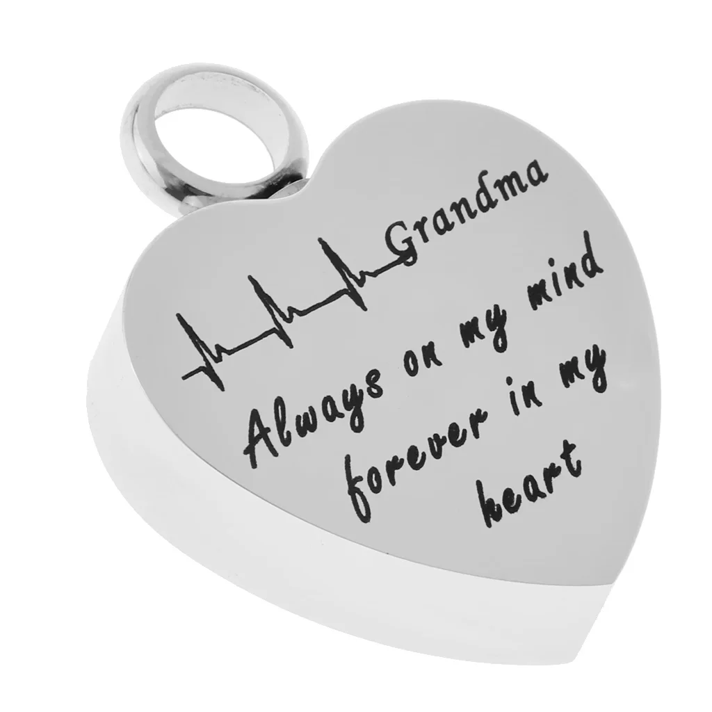 Stainless Steel Lifeline Heartbeat ECG Cremation Urn Pendant Always on My Mind Forever in My Heart Family Memorial Keepsake